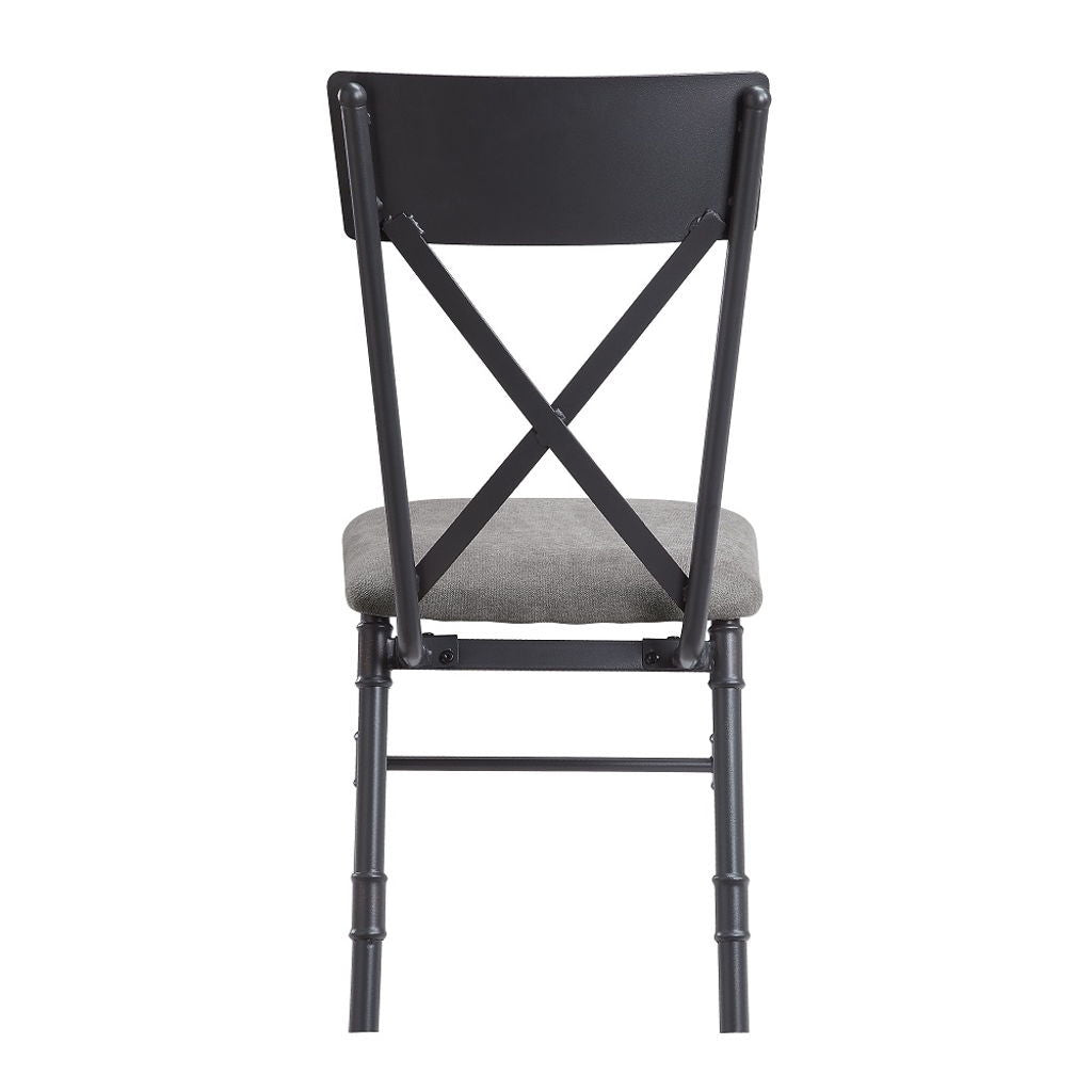 Edina - Side Chair (Set of 2) - Gray Fabric, Oak & Sandy Black