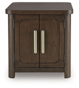 Breckington - Rectangular 2-door End Table - Dark Brown