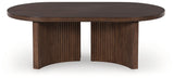 Korestone - Oval Cocktail Table - Dark Brown