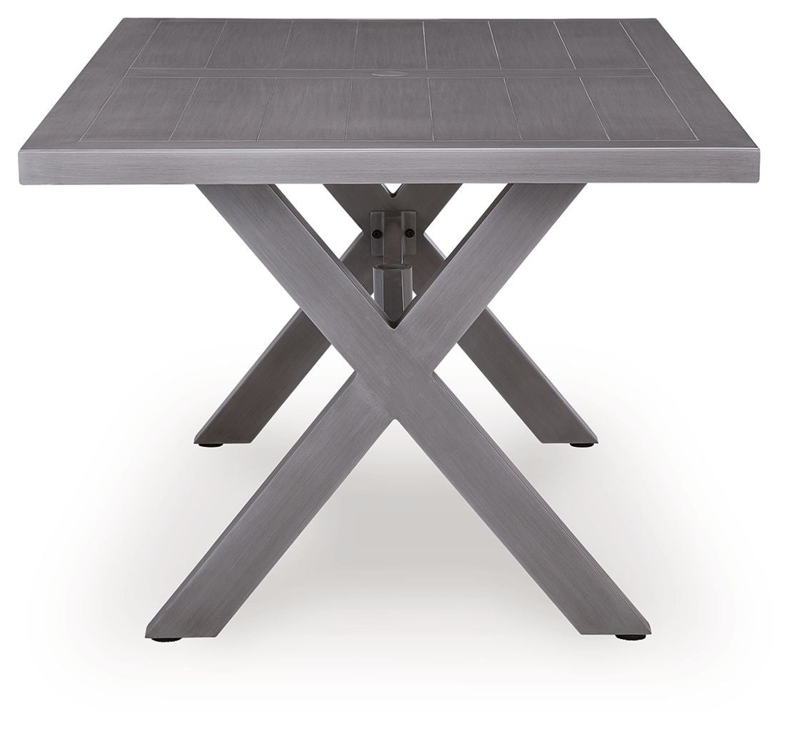 Half Moon Beach - Rectangular Dining Table With Umbrella Option - Gray