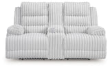 Rhines Falls - Double Reclining Power Loveseat With Console - Alloy