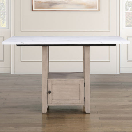 Taylor - Faux Marble Top Counter Table - White / Light Brown