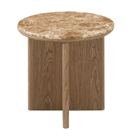 Markku - End Table With Natural Marble - Oak