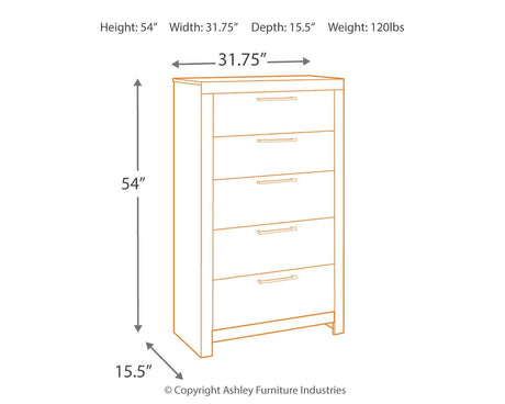 Derekson - Five Drawer Chest - Multi Gray