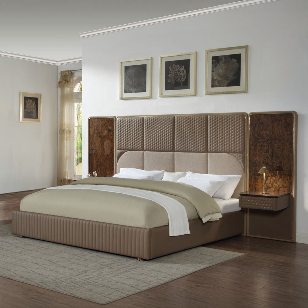 Marcelino - Nightstand With Wall Pier (King) - Cherry Oak
