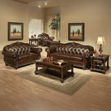 Anondale - Ottoman - Espresso Top Grain Leather Match & Cherry