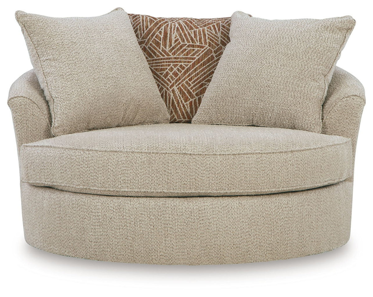 Steelwater Retreat - Oversized Swivel Accent Chair - Latte