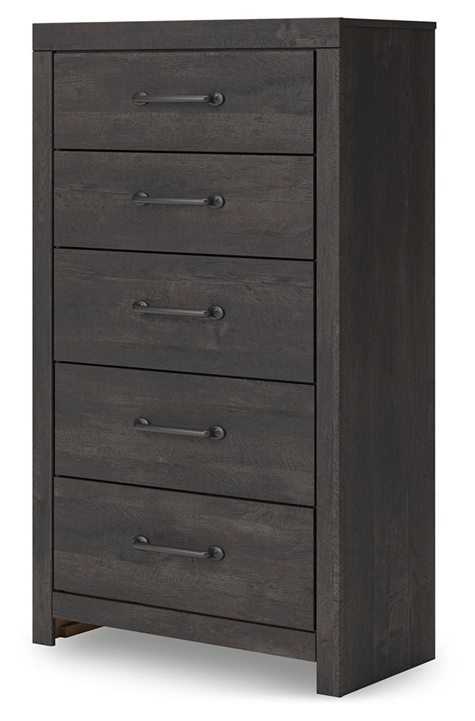 Hollivern - Five Drawer Chest - Dark Gray