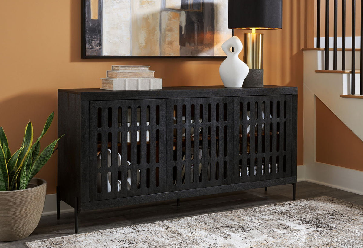 Vallisburg - Accent Cabinet - Black / Natural