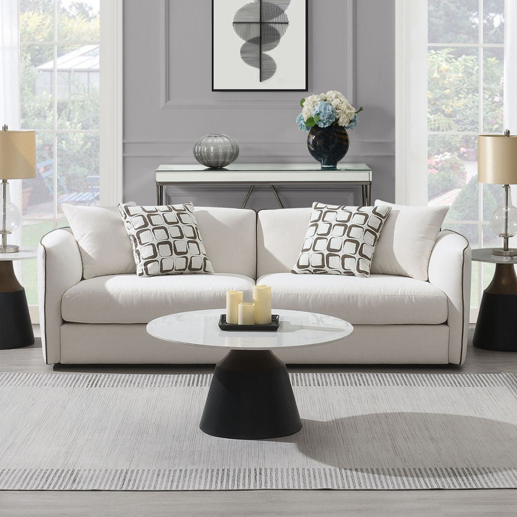 Yolanda - Sofa With 4 Pillows - Beige Chenille