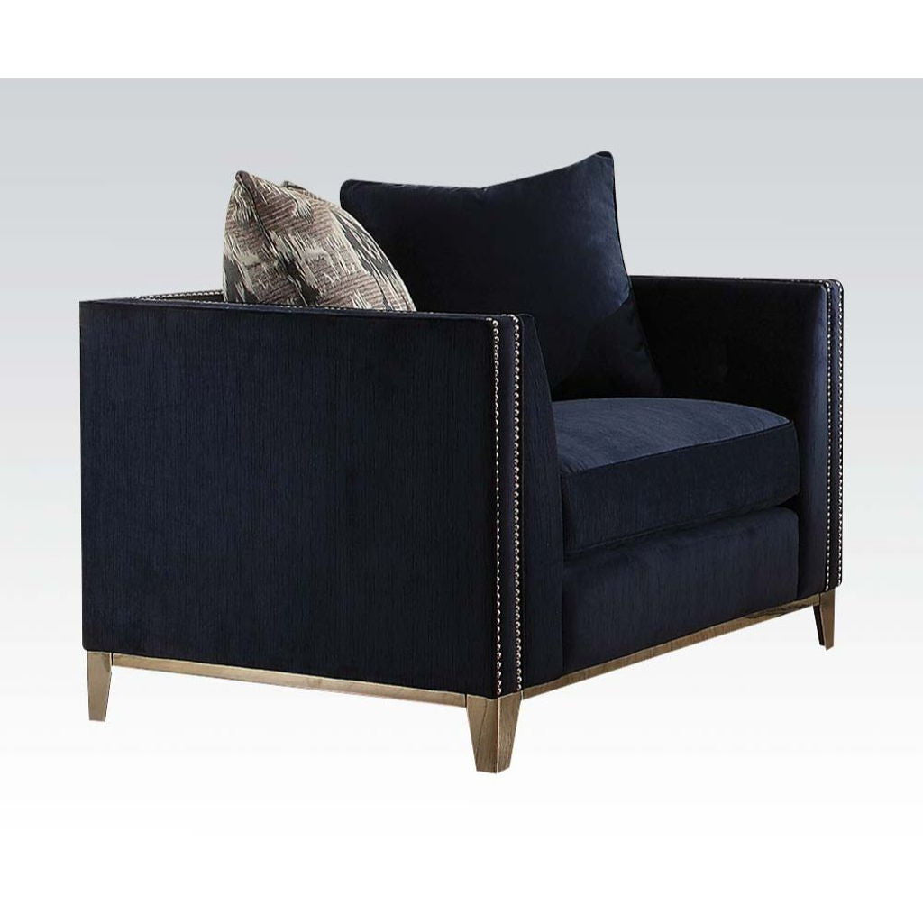 Phaedra - Chair With 2 Pillows - Blue Fabric