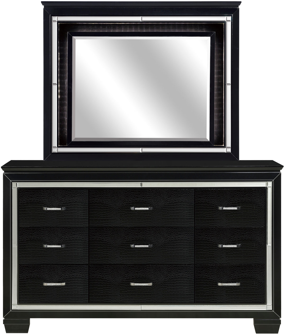 ANNIE Black 64" x 77" Lighted Dresser & Mirror