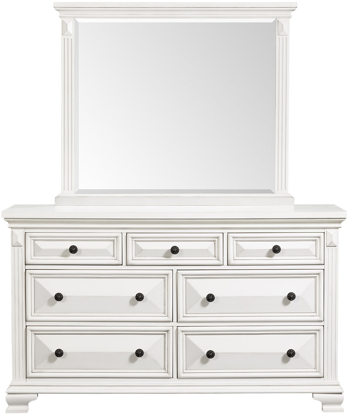 CONROE Off-White 65" Wide Dresser and Mirror