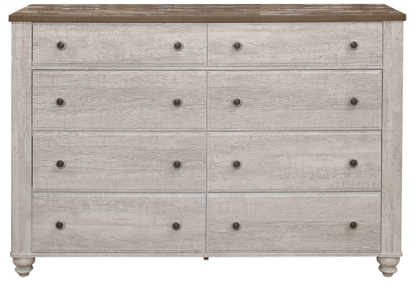 Elijah 4-PC Antique White & Brown Bedroom Set