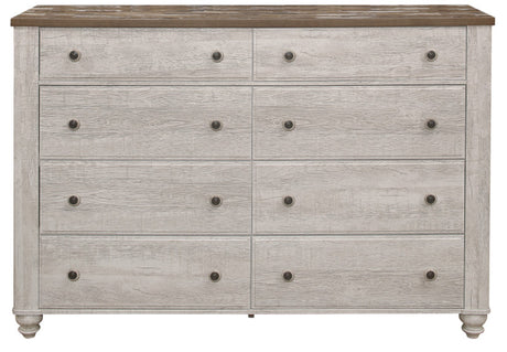 Elijah 4-PC Antique White & Brown Bedroom Set