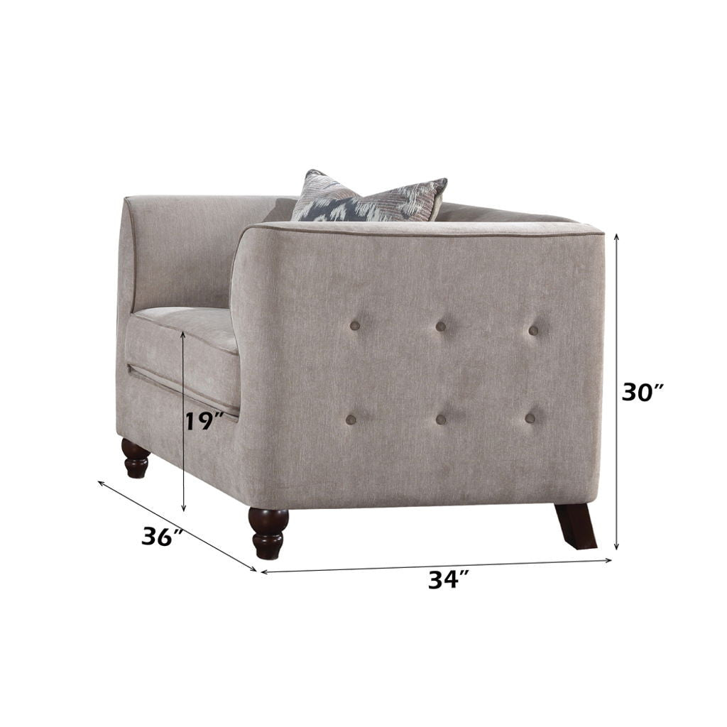 Cyndi - Chair With Pillow - Tan Velvet