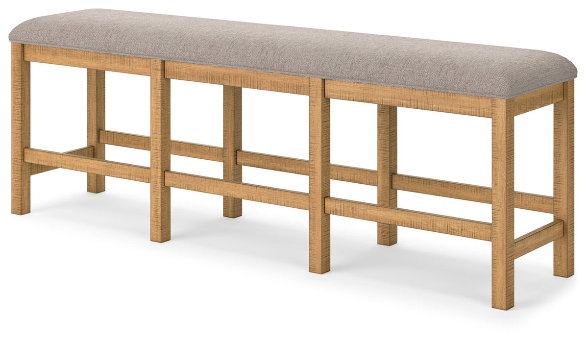 Havonplane - XL Counter Height Upholstered Dining Bench - Brown