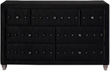 QUINTON Black 61" Wide Dresser & Mirror with Jewelry Storage