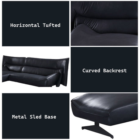 Maeko - Sectional Sofa - Dark Gray Top Grain Leather
