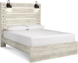 EMEK White 61" Height Bed with LED Light Sconces