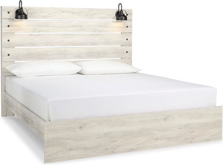 EMEK White 61" Height Bed with LED Light Sconces