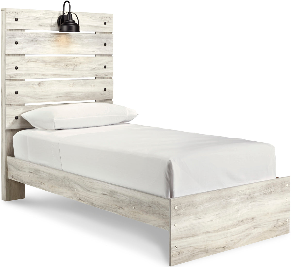 EMEK White 61" Height Bed with LED Light Sconces