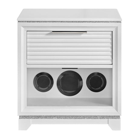 Denmark - 1-Drawer Nightstand With Speaker And USB - White