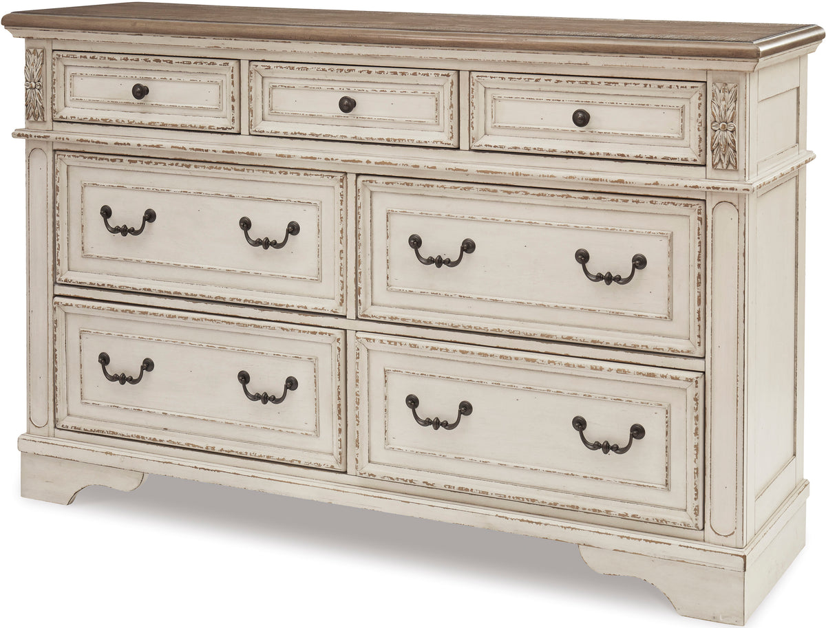 DELREY White 64" Wide Dresser & Mirror