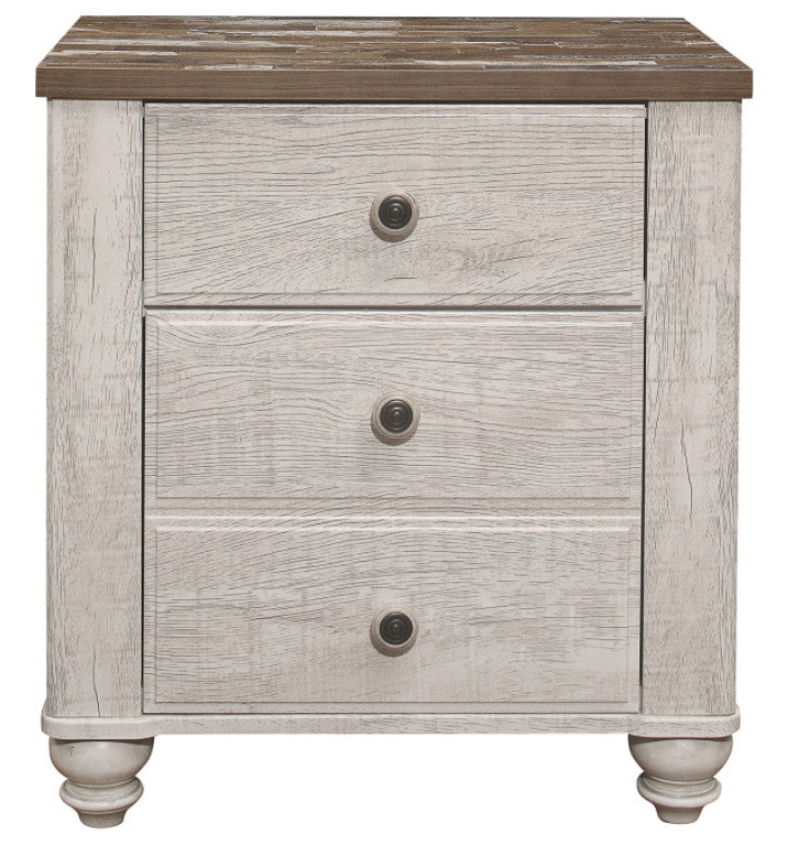 Elijah 4-PC Antique White & Brown Bedroom Set