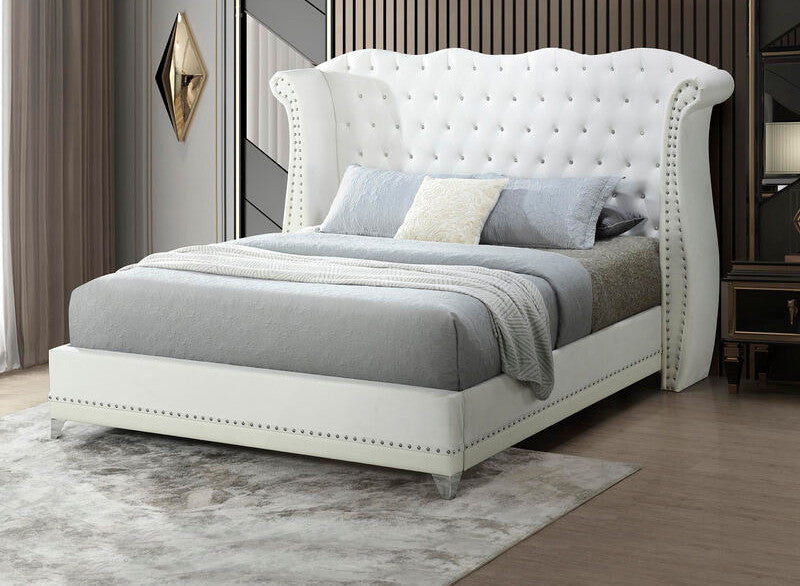 GORGIANA White Velvet 63" Height Platform Bed
