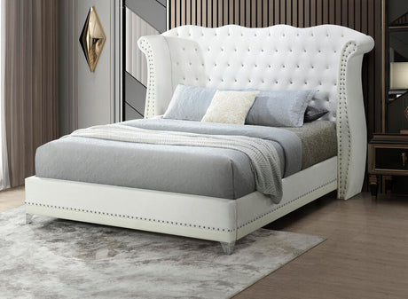 GORGIANA White Velvet 63" Height Platform Bed