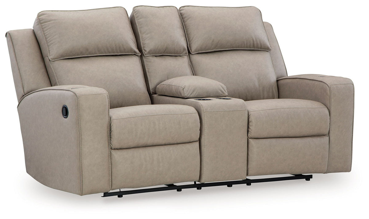 Lavenhorne - Dbl Rec Loveseat W/Console - Pebble