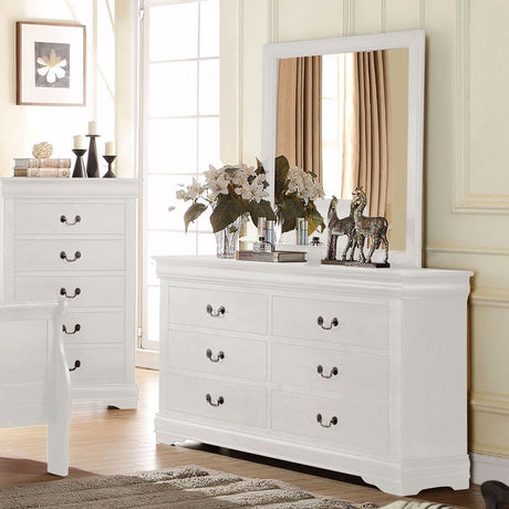 NIMES White 57" x 71" Height Dresser & Mirror