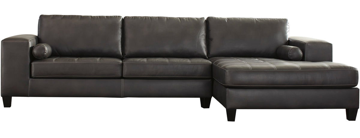 KENNIA Dark Gray 134" Wide Sectional with Wide Chaise