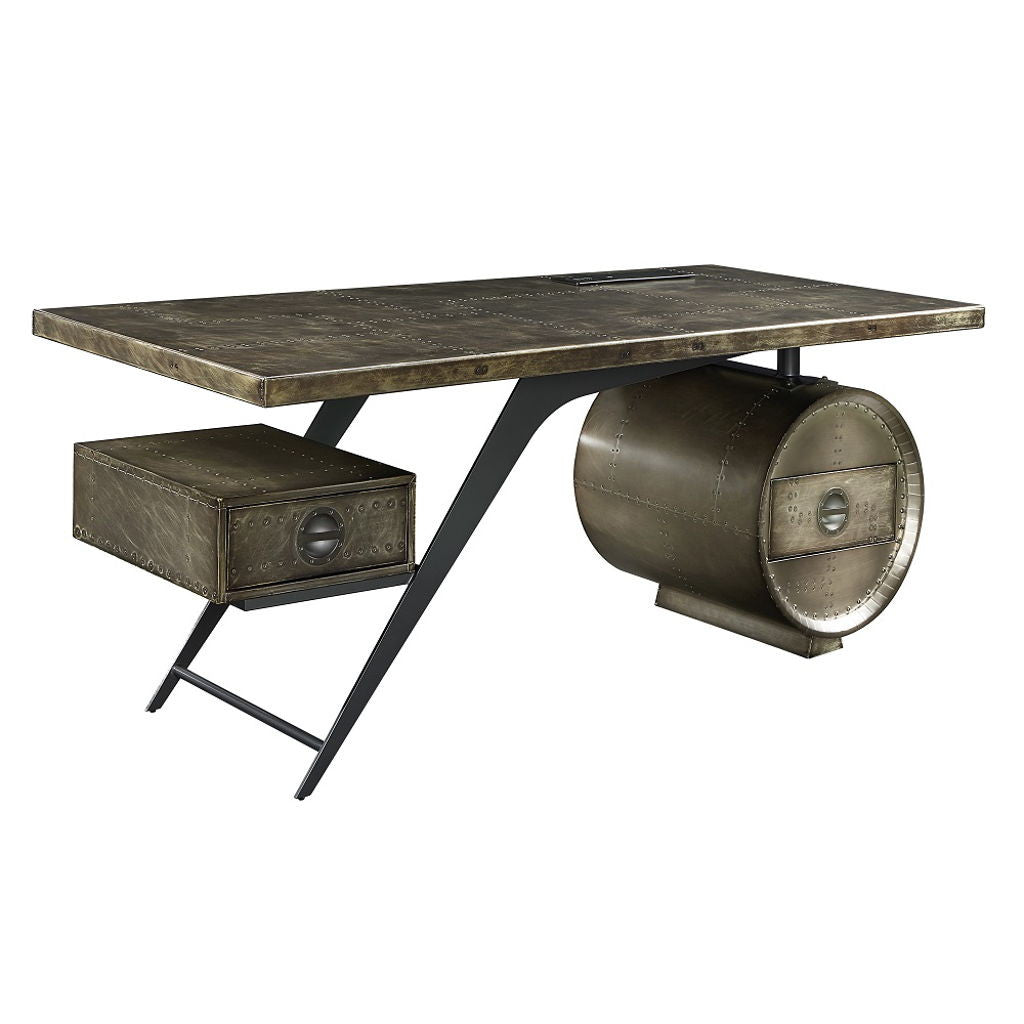 Brancaster - Executive Writing Desk With USB - Bronze Aluminum