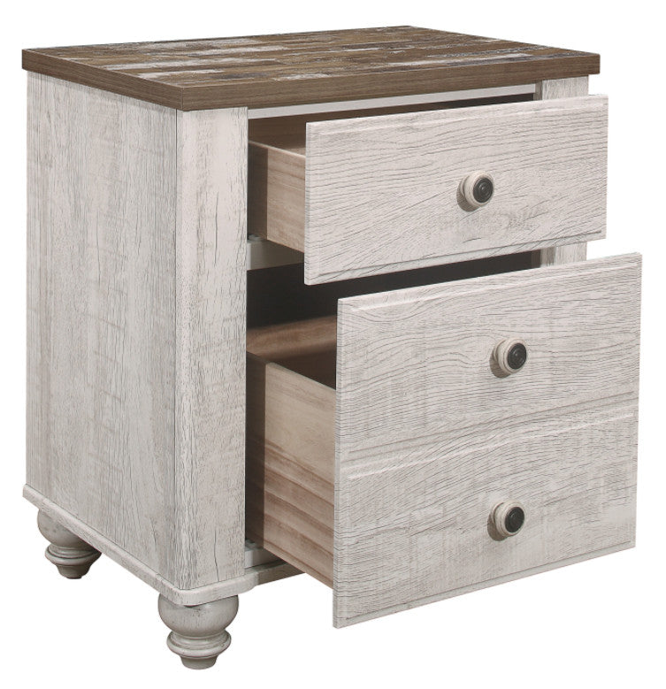 Elijah 4-PC Antique White & Brown Bedroom Set