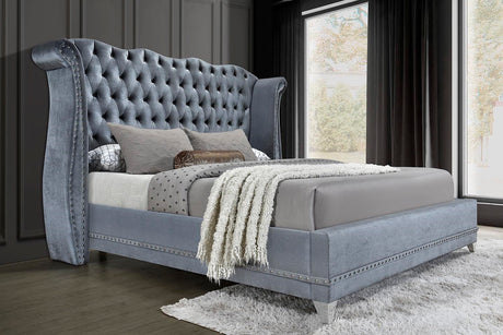 GORGIANA Grey Velvet 63" Height Platform Bed