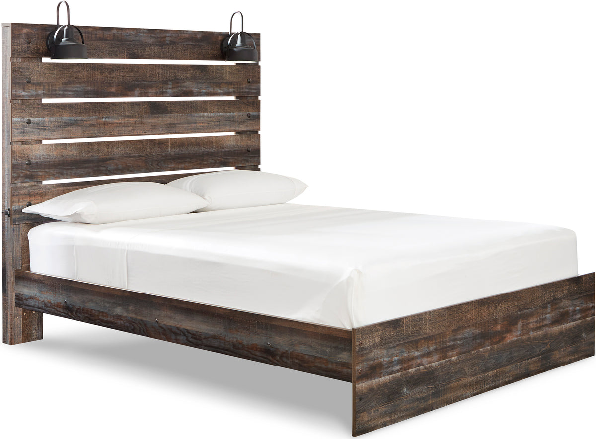 EMEK Brown 61" Height Bed with LED Light Sconces