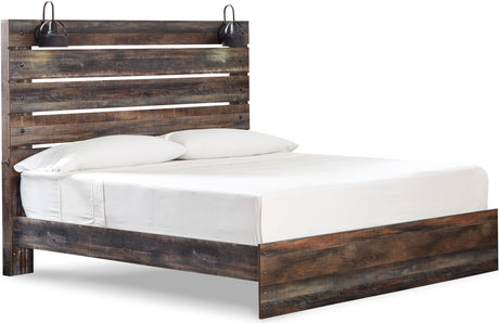 EMEK Brown 61" Height Bed with LED Light Sconces