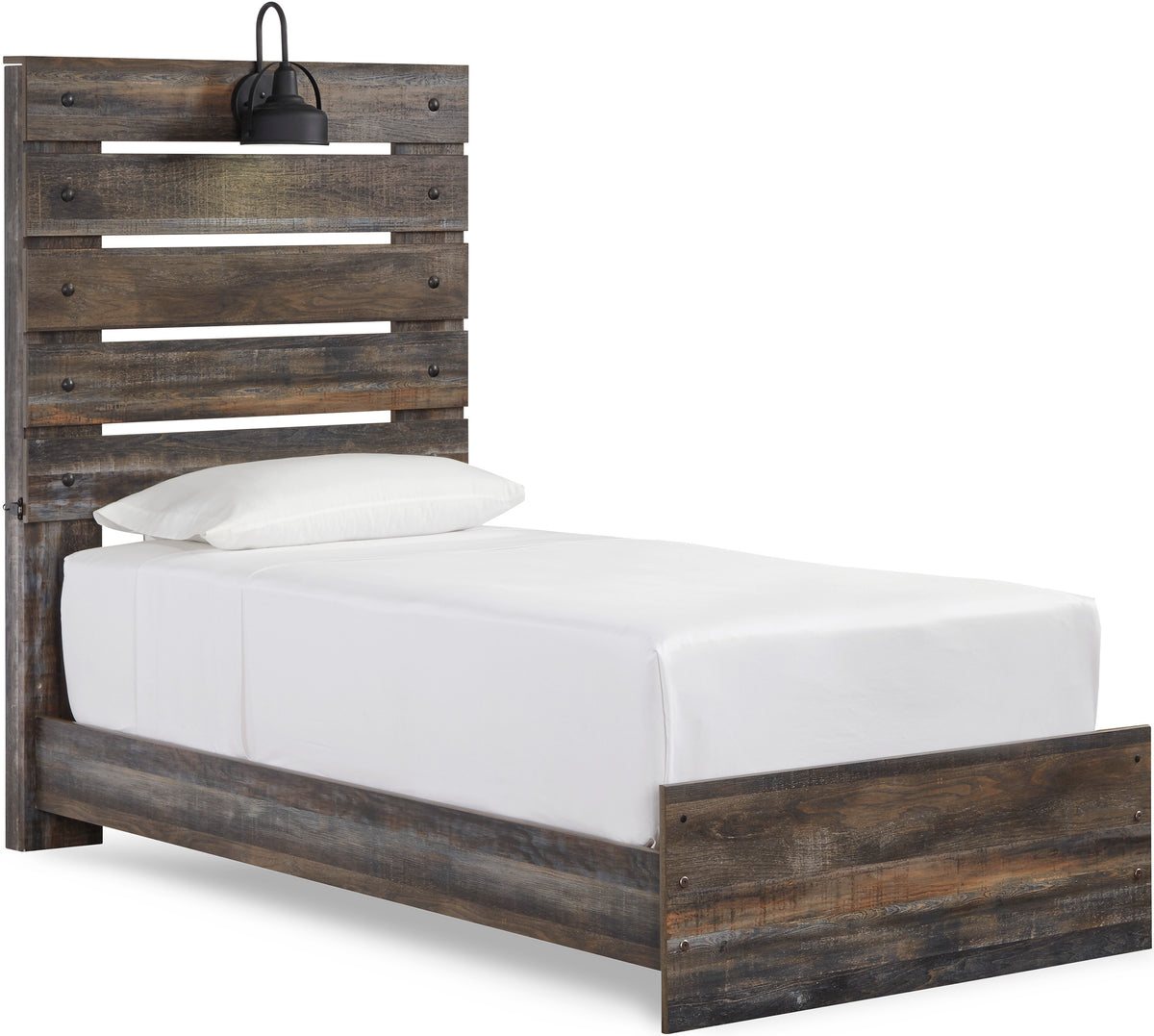 EMEK Brown 61" Height Bed with LED Light Sconces
