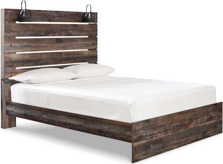 EMEK Brown 61" Height Youth Bed with LED Light Sconces