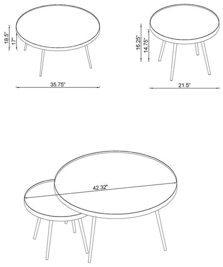 ROSELYN 2 Piece Mirror Top Nesting Coffee Table