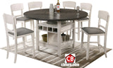 MANNA White & Gray 60" Wide Counter Height Table with Lazy-Susan