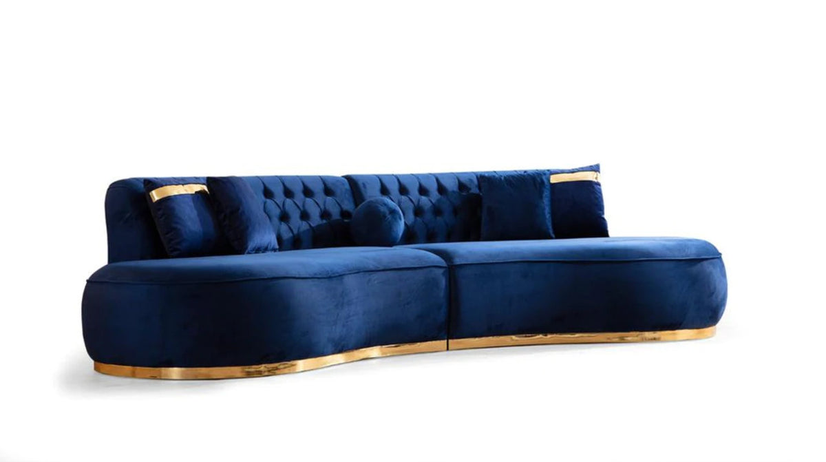 ANGELICA Blue Velvet 130" Wide Curved Sectional