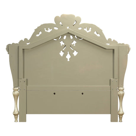 Vatican - Eastern King Bed - Synthetic Leather, Light Gold & Champagne Silver