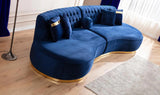 ANGELICA Blue Velvet 130" Wide Curved Sectional