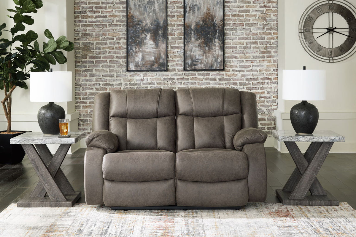 First Base - Reclining Loveseat - Gunmetal