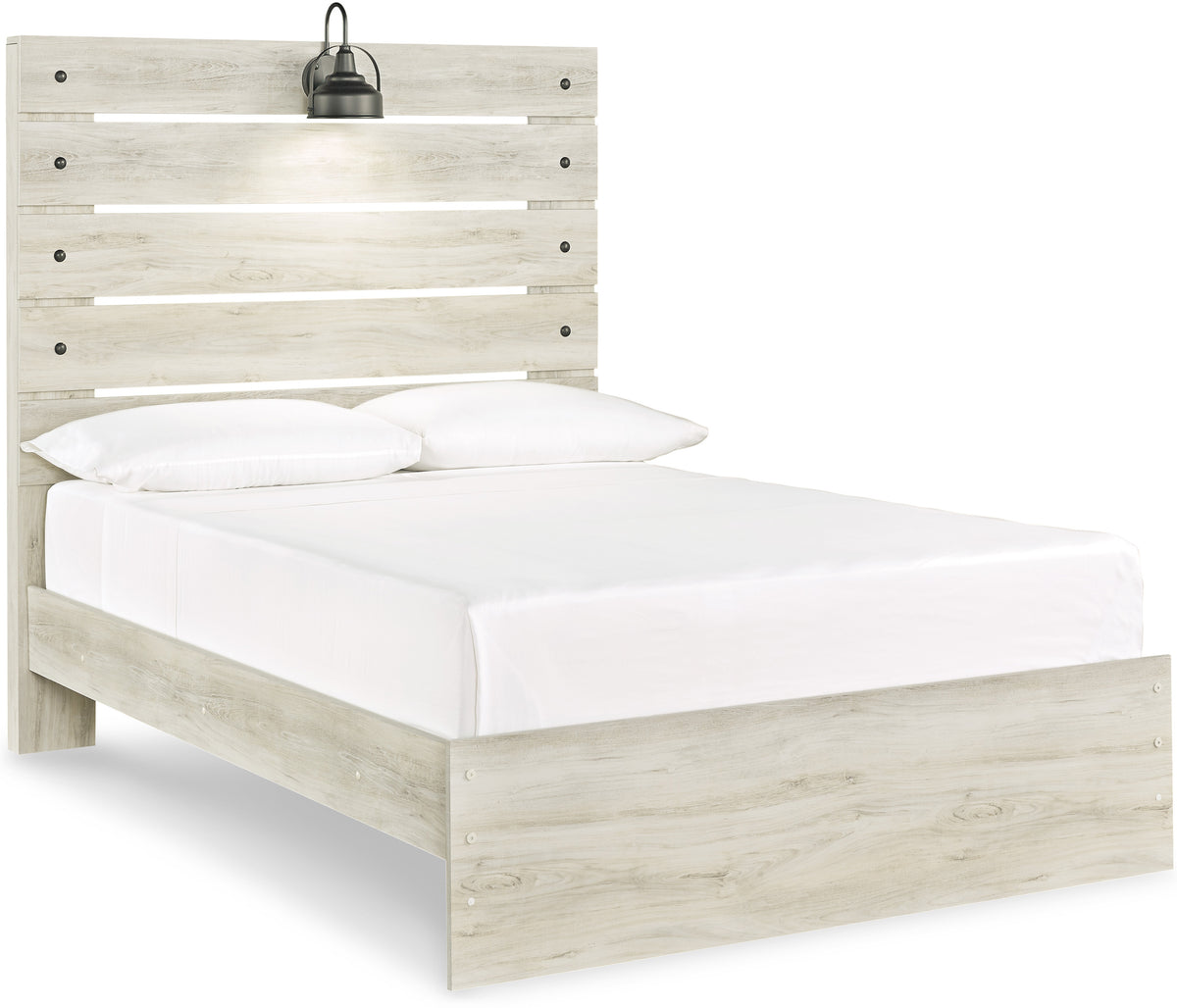 EMEK White 61" Height Youth Bed with LED Light Sconces