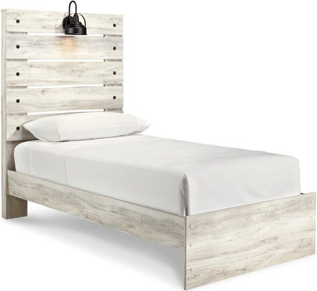 EMEK White 61" Height Youth Bed with LED Light Sconces