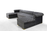 PACKARD Gray Velvet 141" Wide Double Chaise Sectional